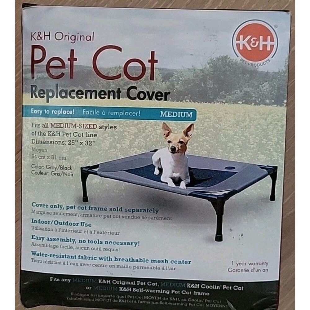 K&H Original Pet Cot Replacement Cover Only. Gray/Black  Medium